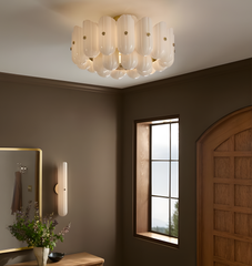 Liora Fluted Glass Semi-Flush Ceiling Light