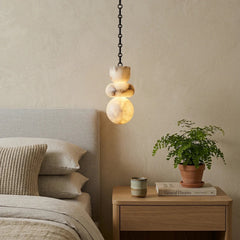 Alabaster Cylindrical Chain Chandelier