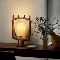 Cervina Sculptural Wood Ring Table Lamp