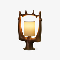 Cervina Sculptural Wood Ring Table Lamp