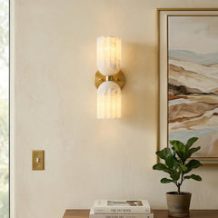 Elvara Twin Alabaster Pillar Wall Light