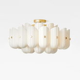 Liora Fluted Glass Semi-Flush Ceiling Light