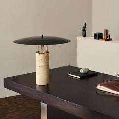 Solara Travertine Halo Table Lamp