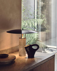 Solara Travertine Halo Table Lamp
