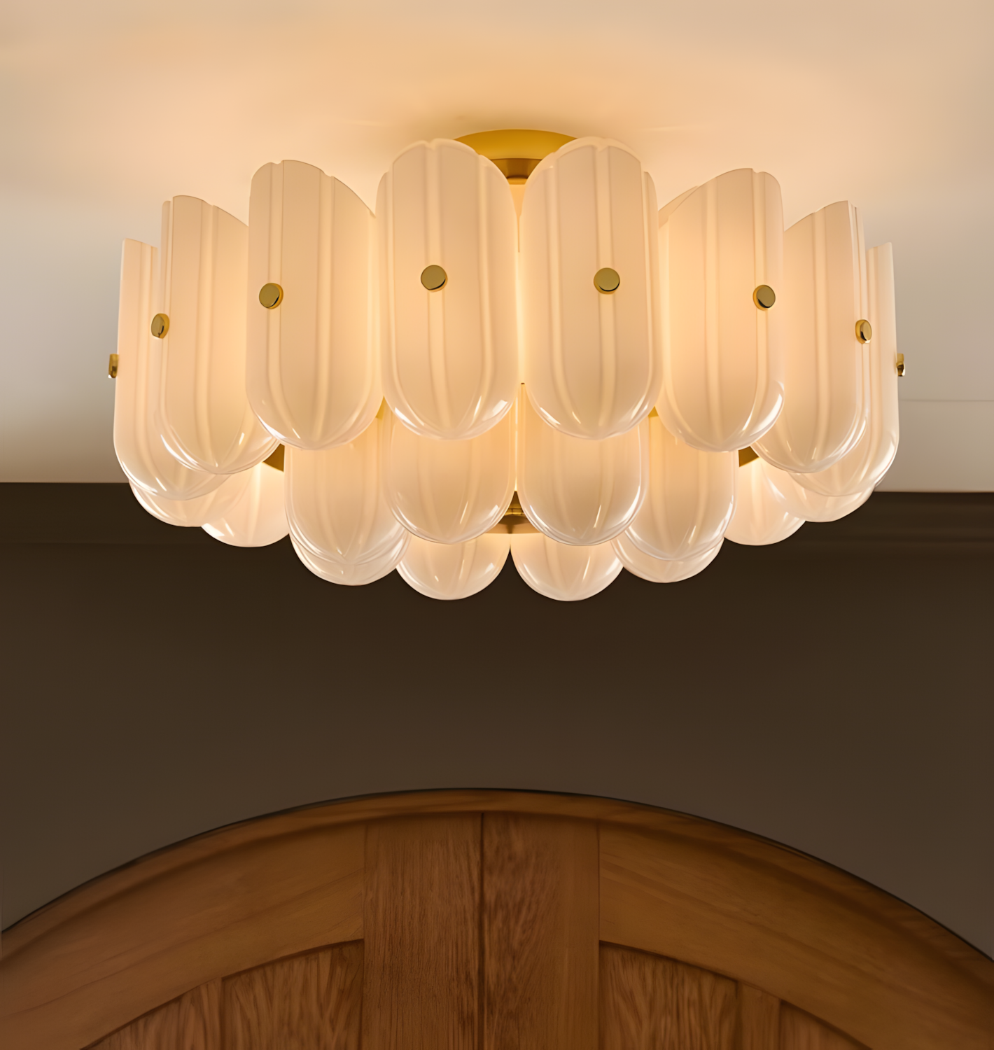 Liora Fluted Glass Semi-Flush Ceiling Light