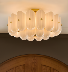 Liora Fluted Glass Semi-Flush Ceiling Light