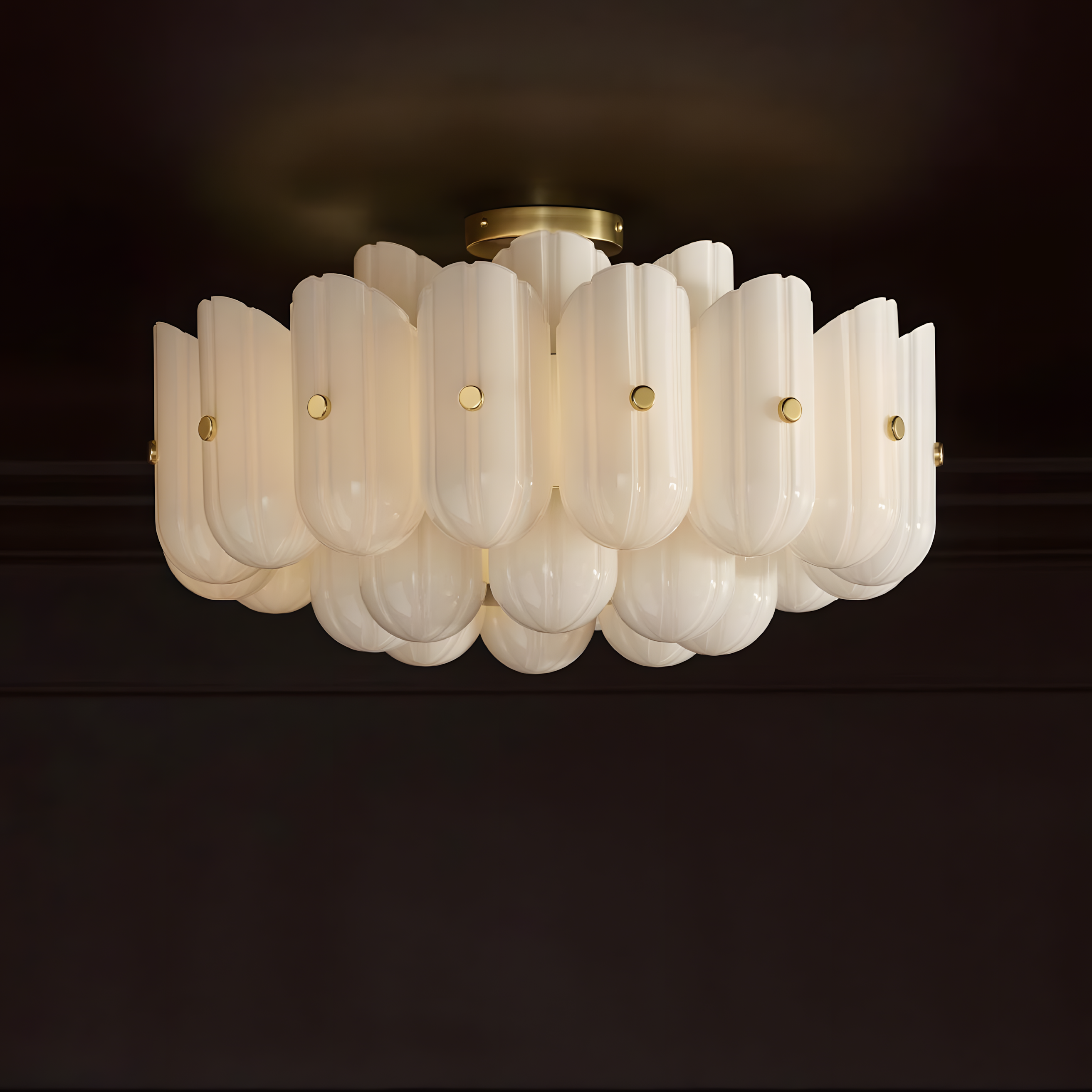 Liora Fluted Glass Semi-Flush Ceiling Light
