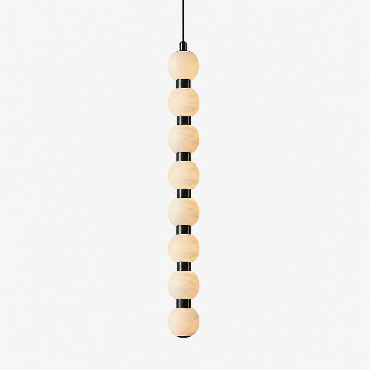 Linear Orbique Alabaster Bead Pendant Light