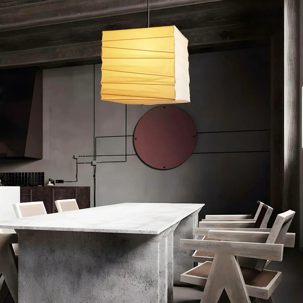Kanso Square Rice Paper Pendant Light