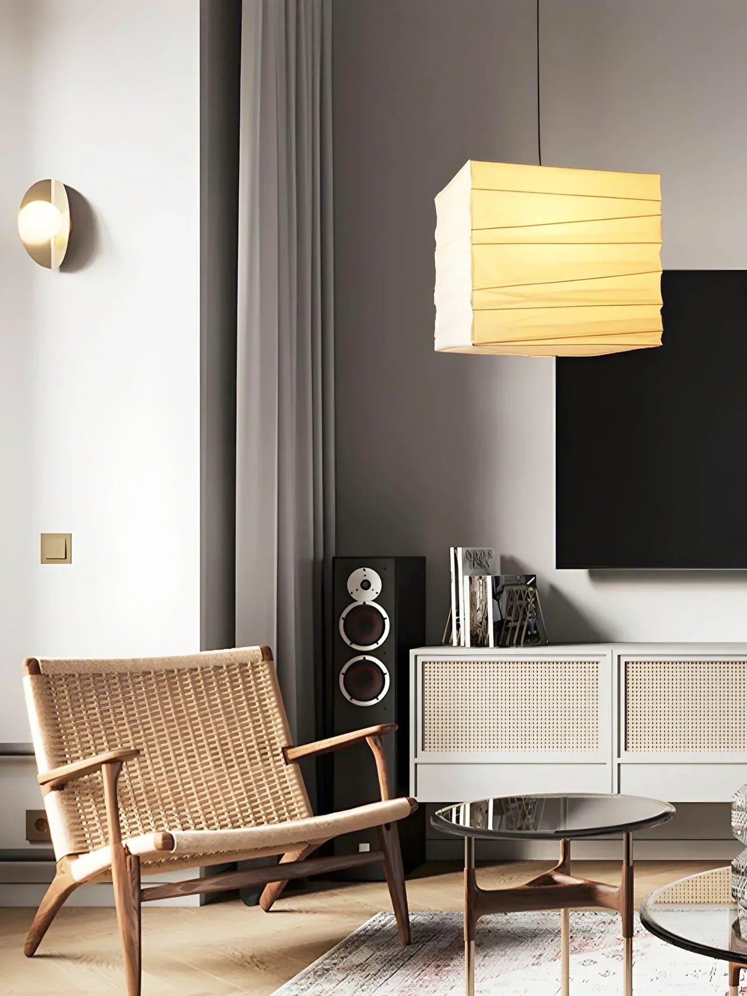 Kanso Square Rice Paper Pendant Light