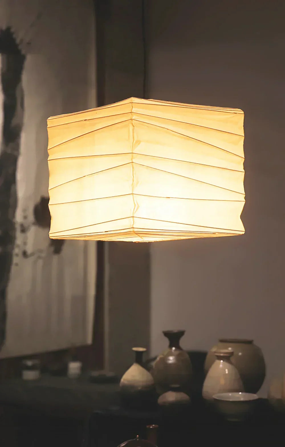 Kanso Square Rice Paper Pendant Light