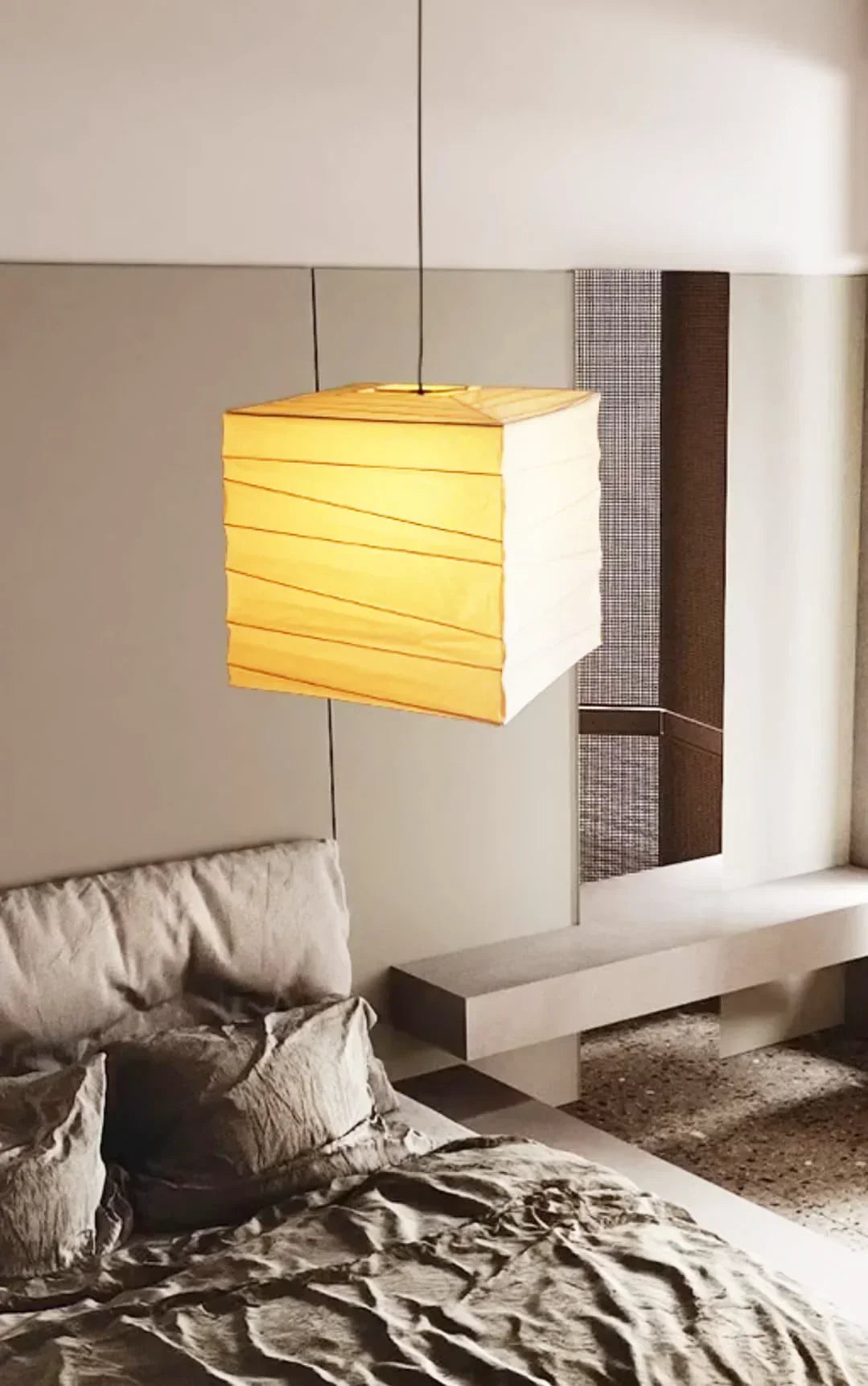 Kanso Square Rice Paper Pendant Light