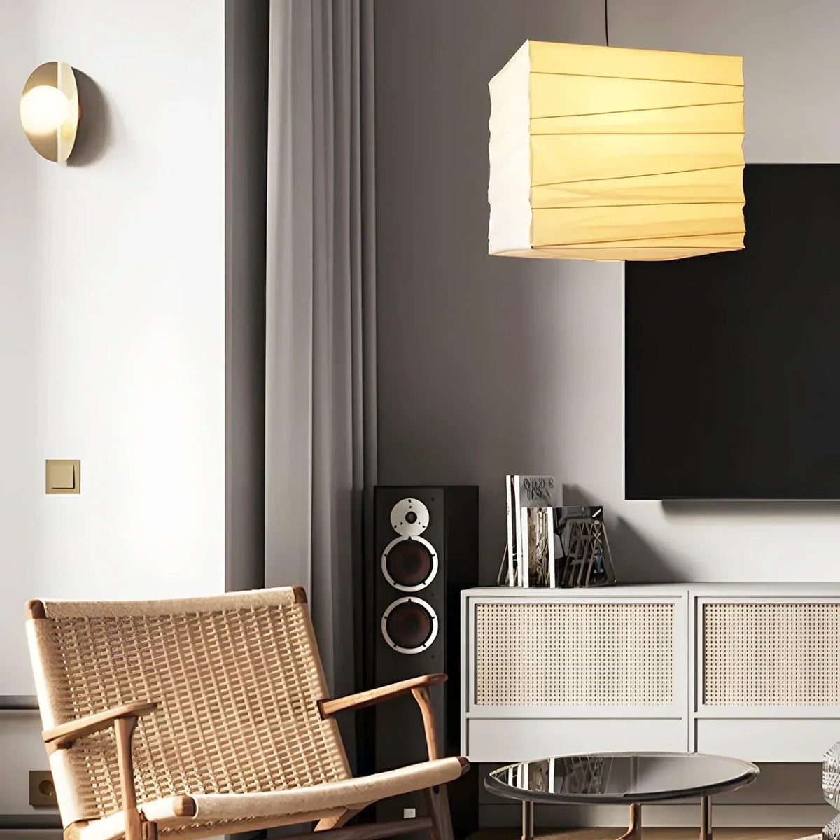 Kanso Square Rice Paper Pendant Light