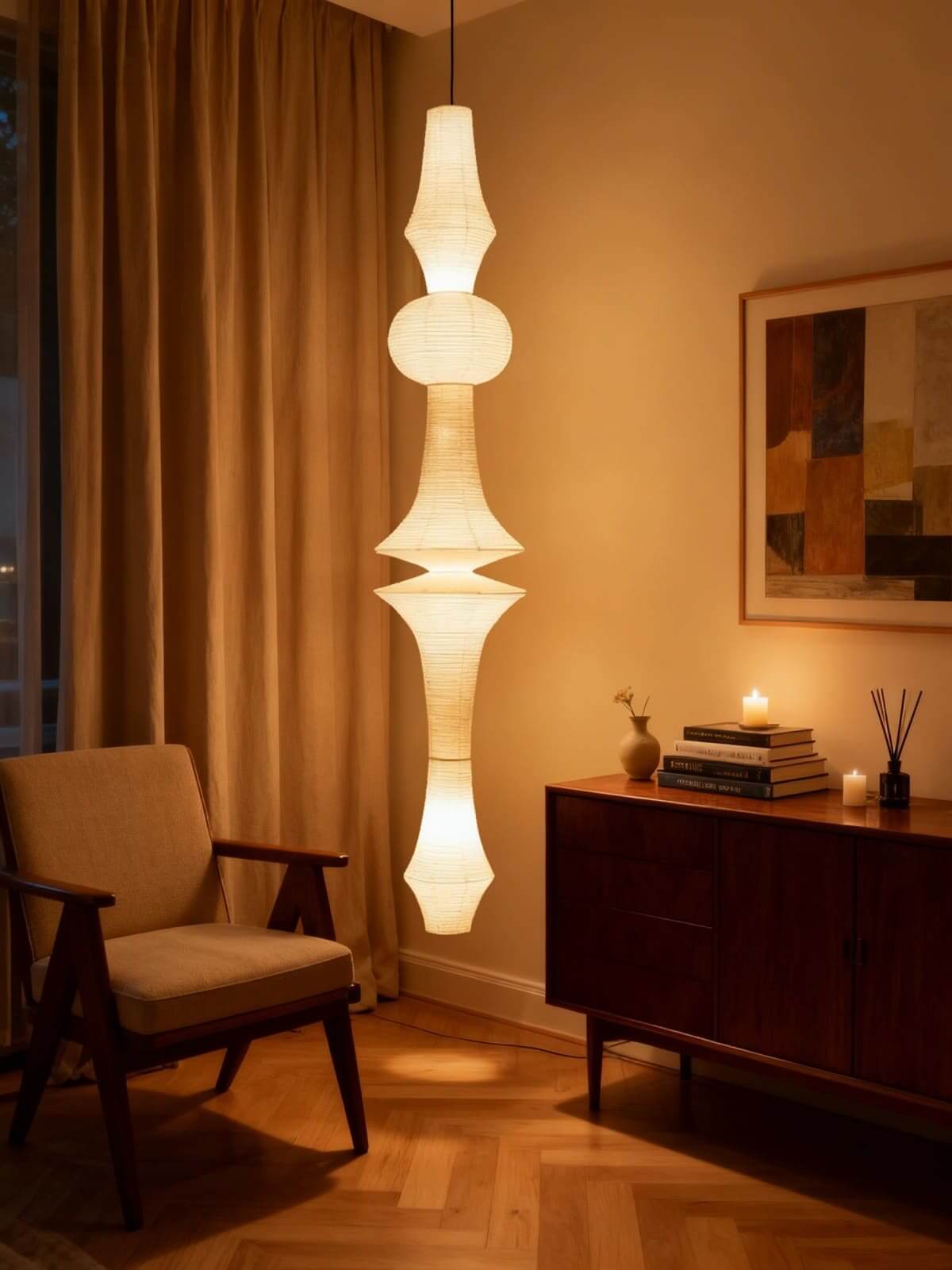 Washi Paper E Pendant Light