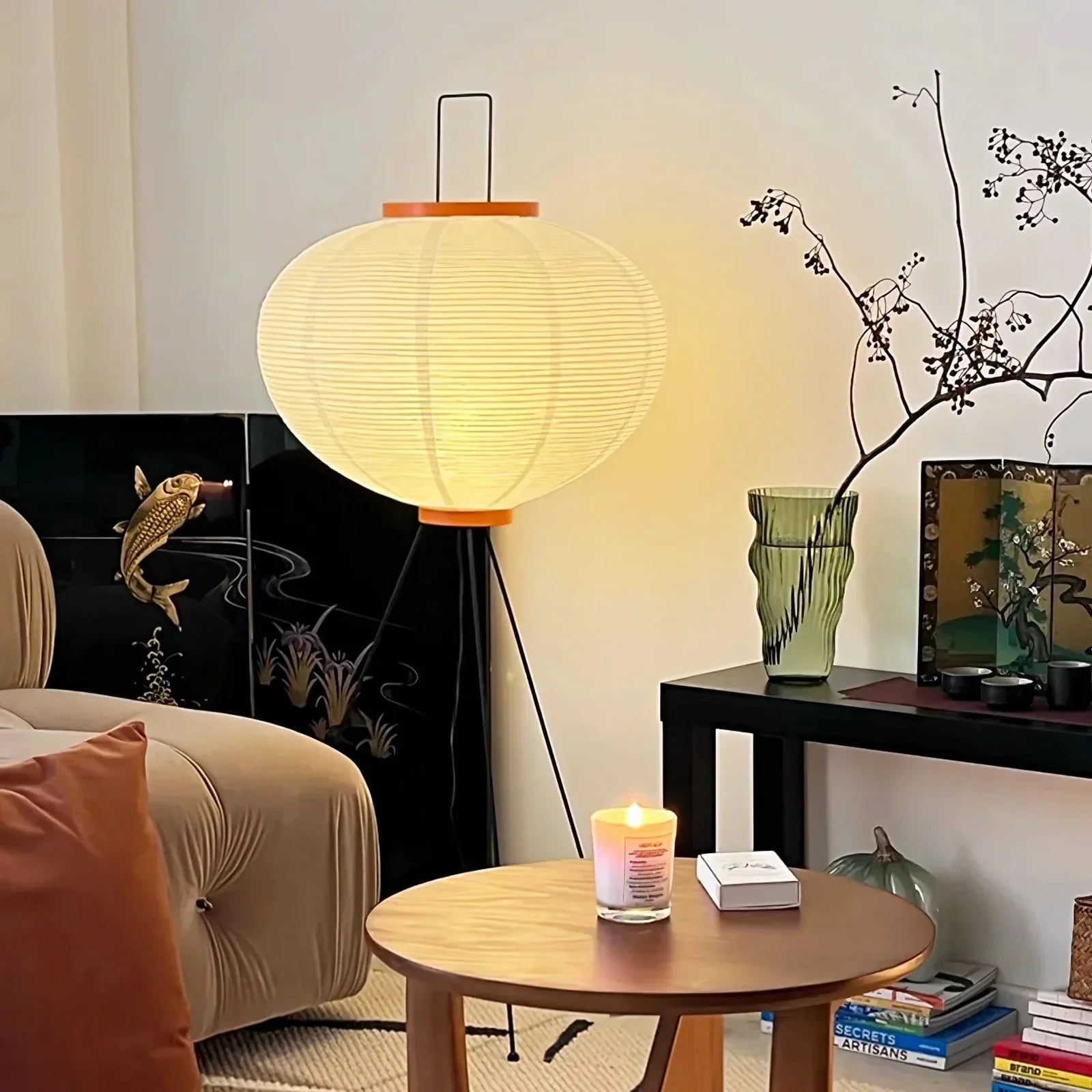 Nubira Mulberry Paper Sculptural Floor Lamp