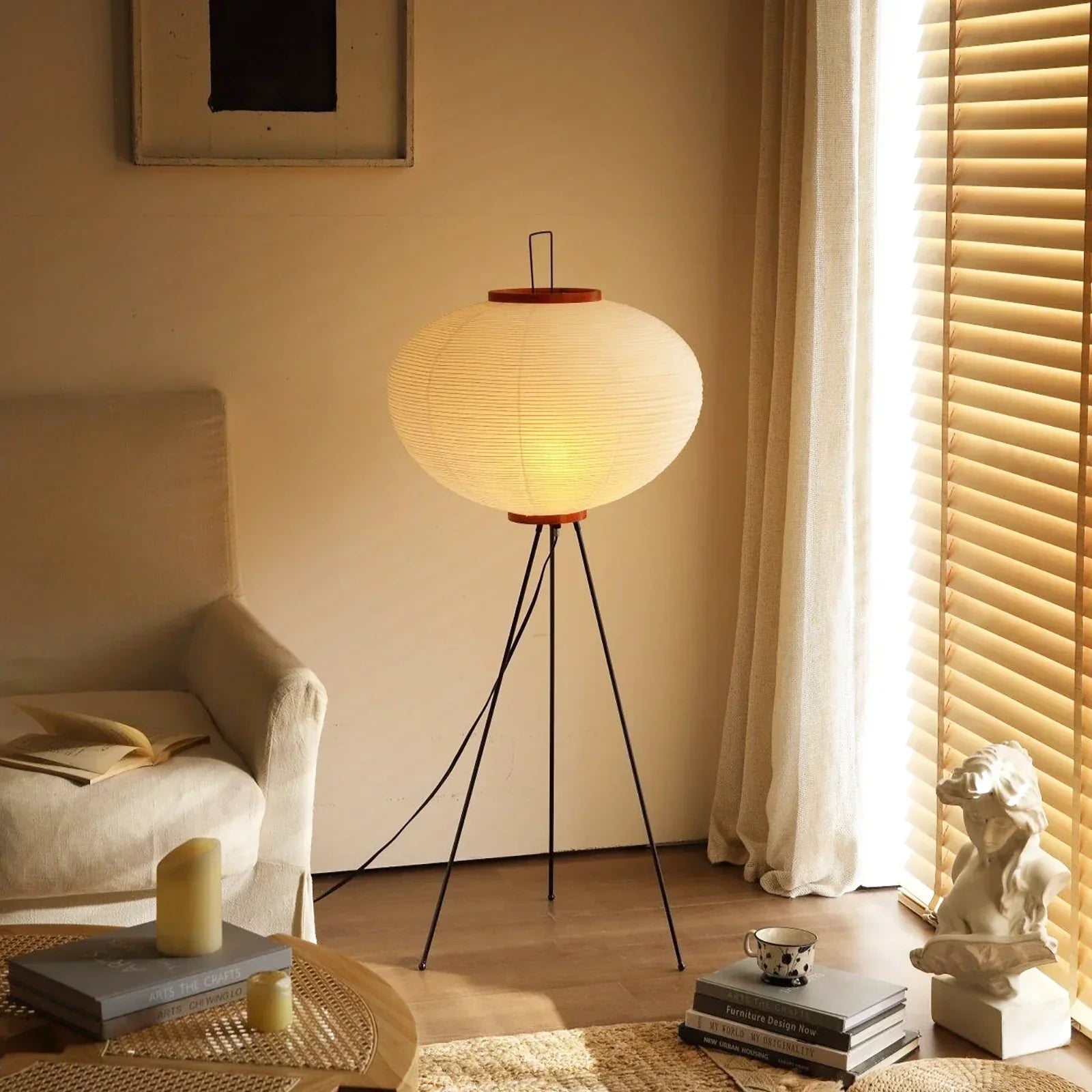 Nubira Mulberry Paper Sculptural Floor Lamp