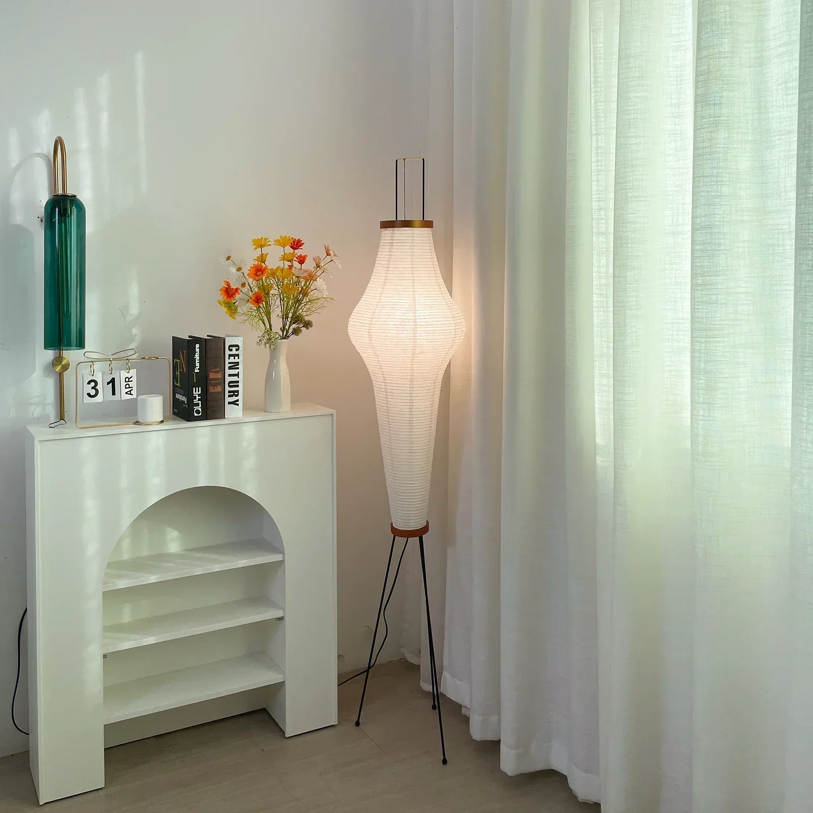 Nubira Mulberry Paper Sculptural Floor Lamp