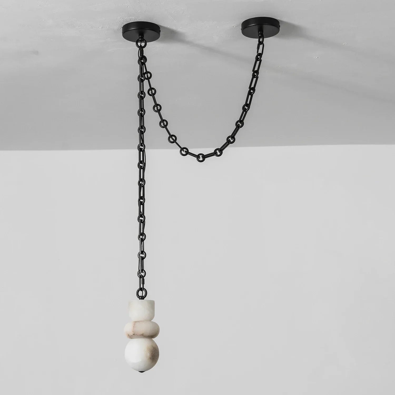 Alabaster Cylindrical Chain Chandelier
