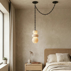 Alabaster Cylindrical Chain Chandelier