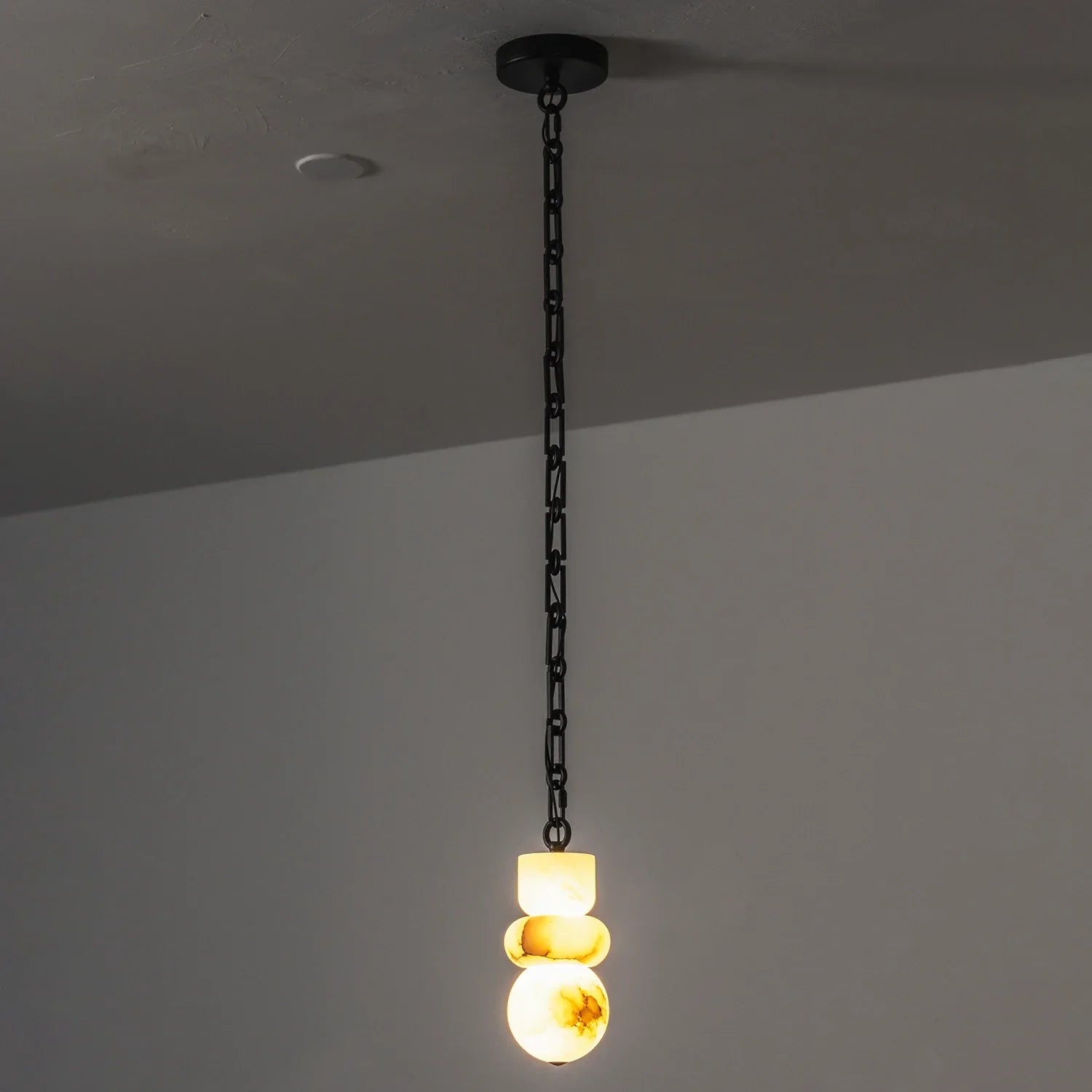 Alabaster Cylindrical Chain Chandelier