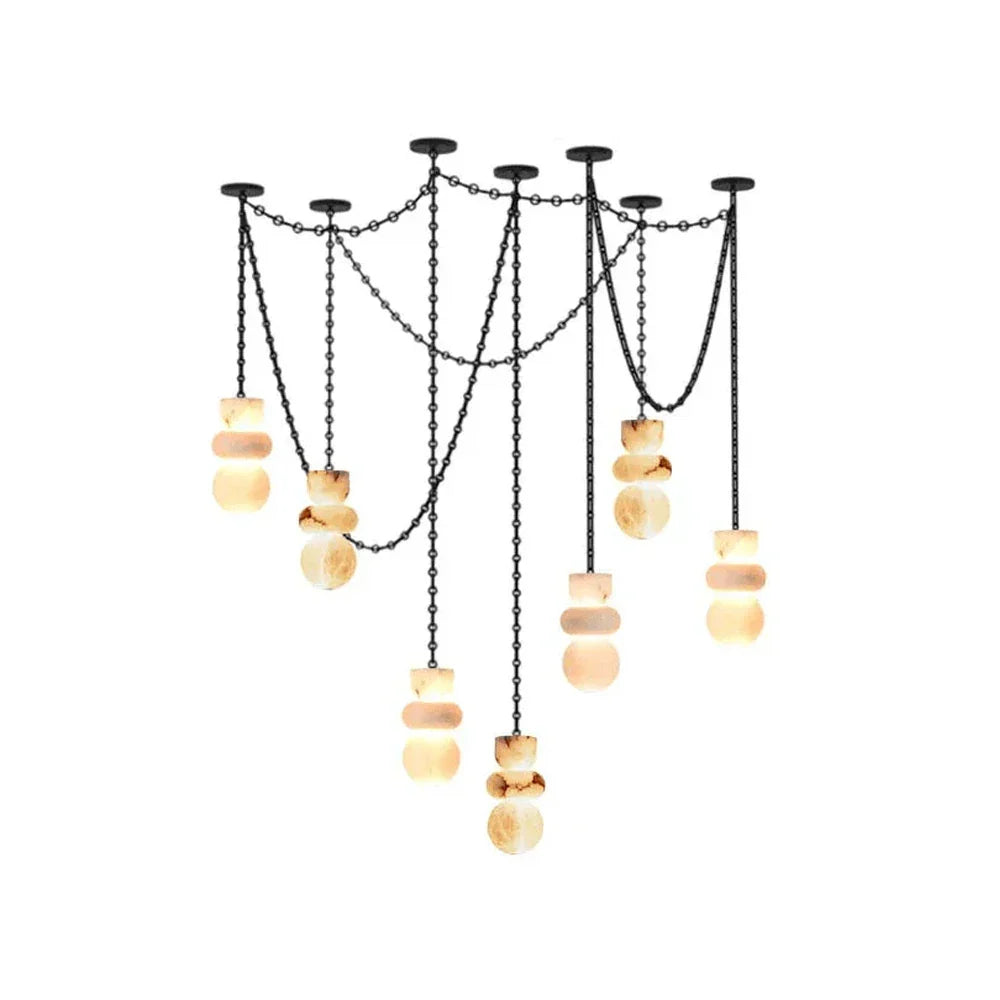 Alabaster Cylindrical Chain Chandelier