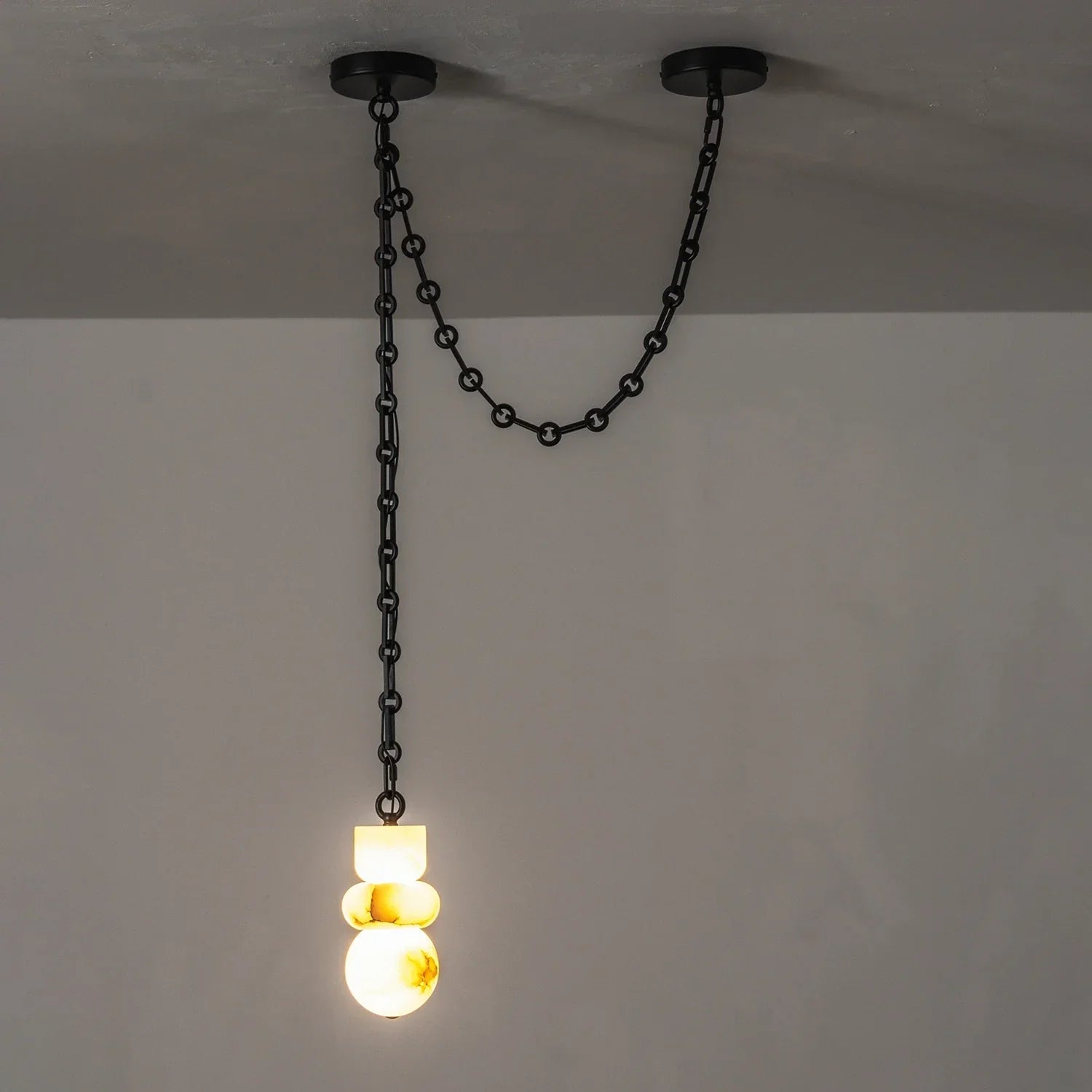 Alabaster Cylindrical Chain Chandelier