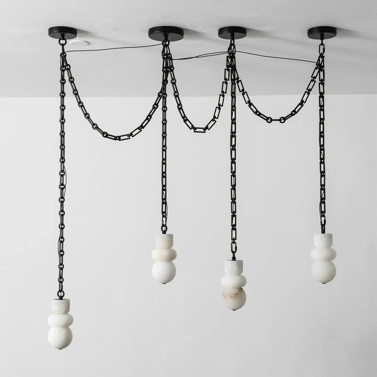 Alabaster Cylindrical Chain Chandelier