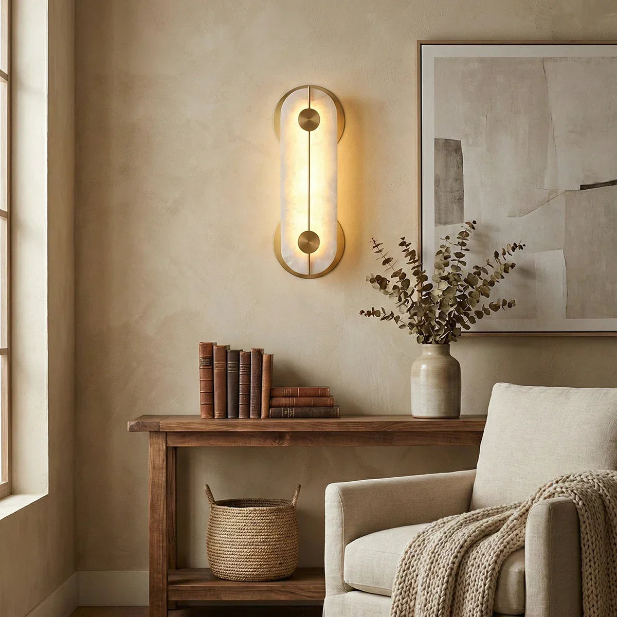 Alabaster Obvara Oval Wall Light