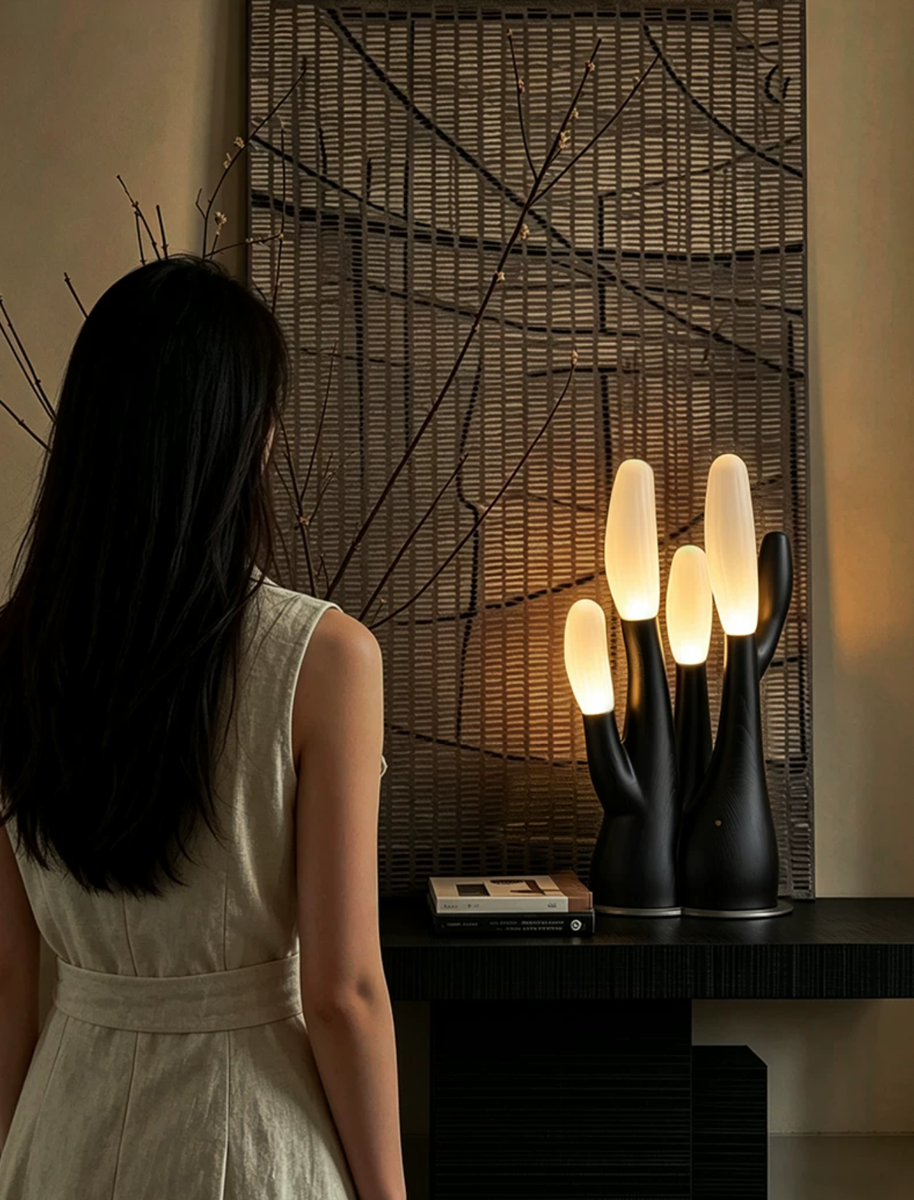 Arboris Sculptural Wood Table Lamp