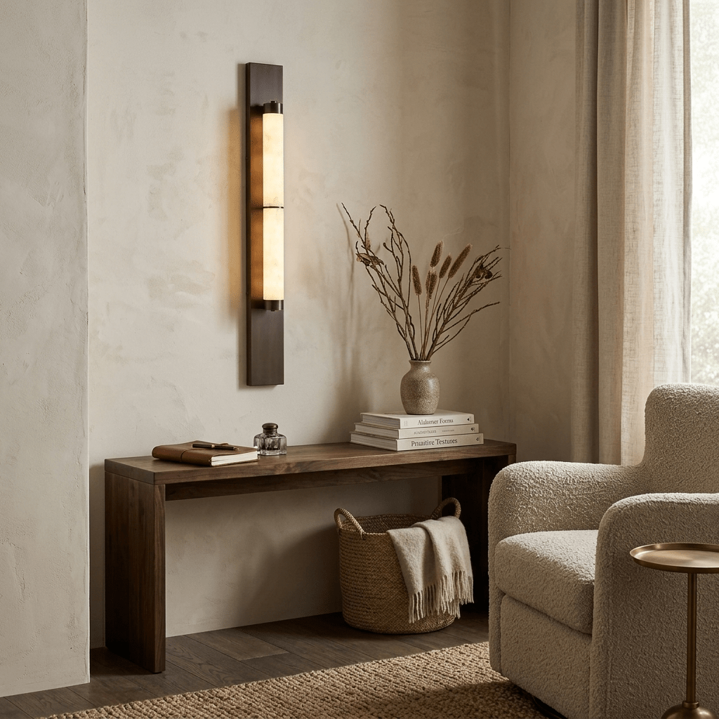 Arden Spanish Alabaster Column Sconce