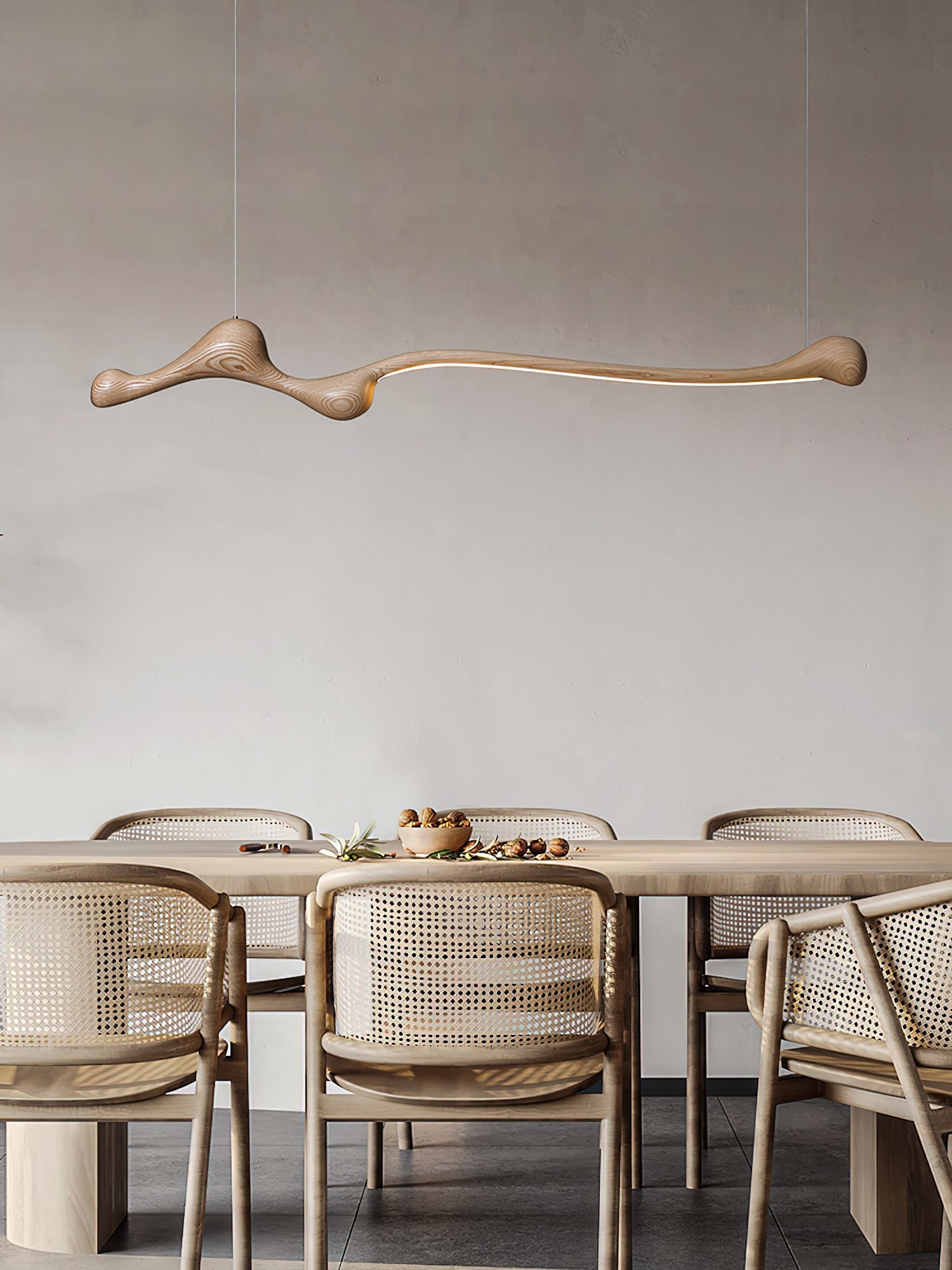 Ardena Sculpted Wood Linear Pendant Lamp