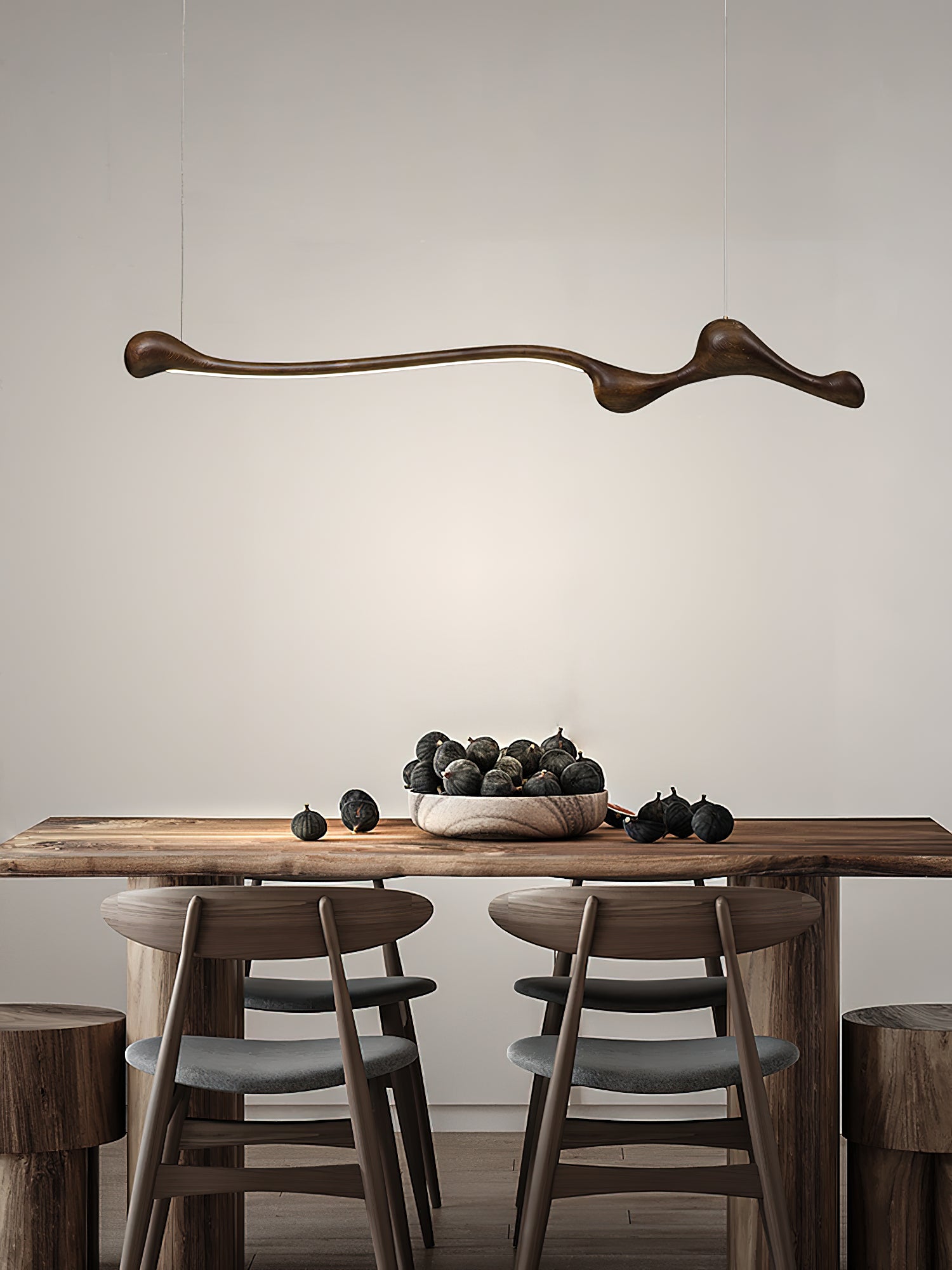 Ardena Sculpted Wood Linear Pendant Lamp