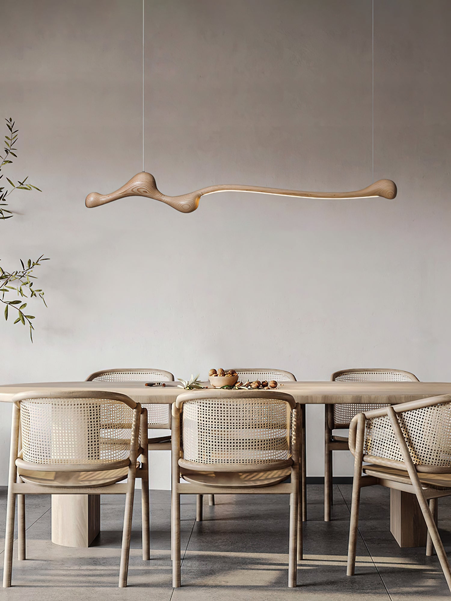 Ardena Sculpted Wood Linear Pendant Lamp