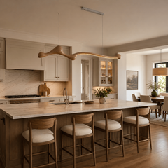 Ardena Sculpted Wood Linear Pendant Lamp