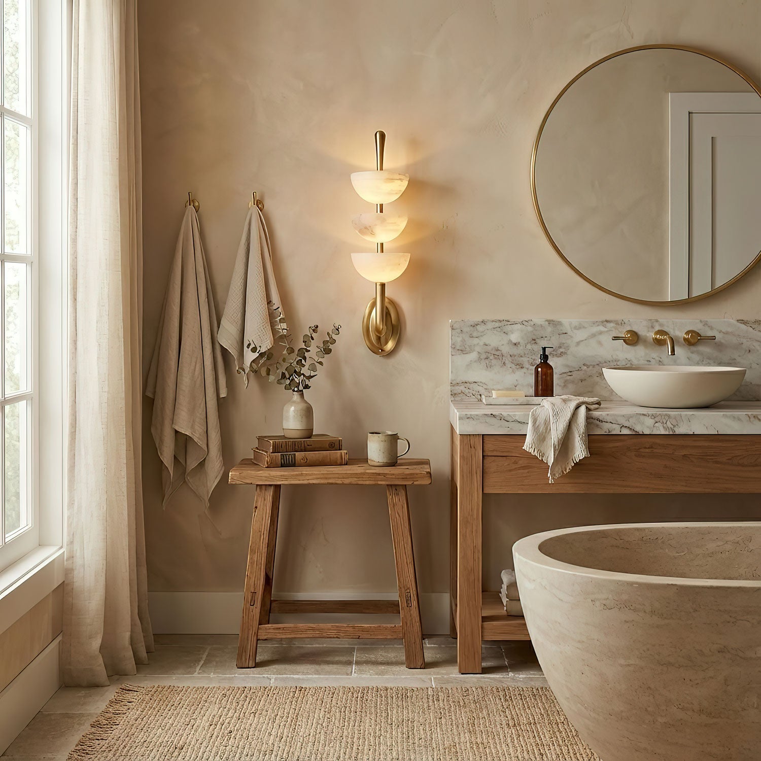 Aurevia Triple Alabaster Wall Sconce