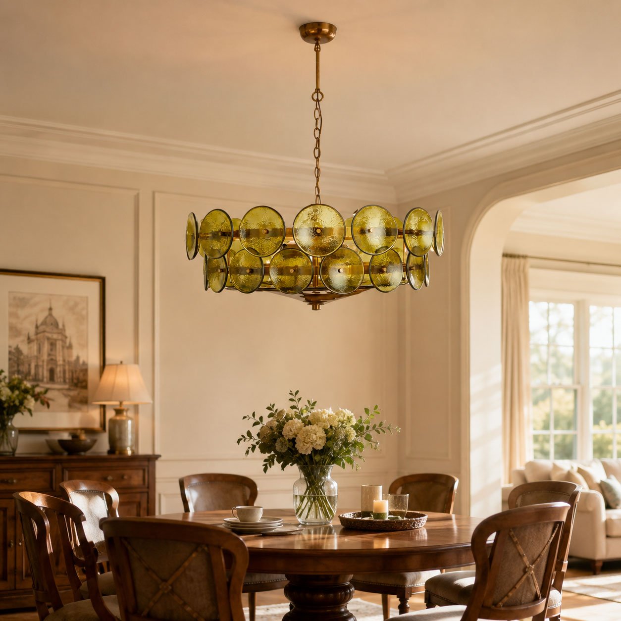 Avelora Cast Glass Disc Chandelier