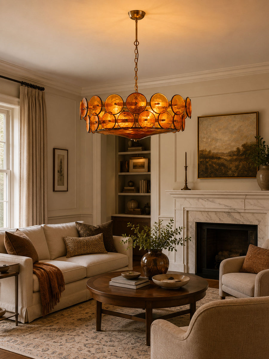 Avelora Cast Glass Disc Chandelier