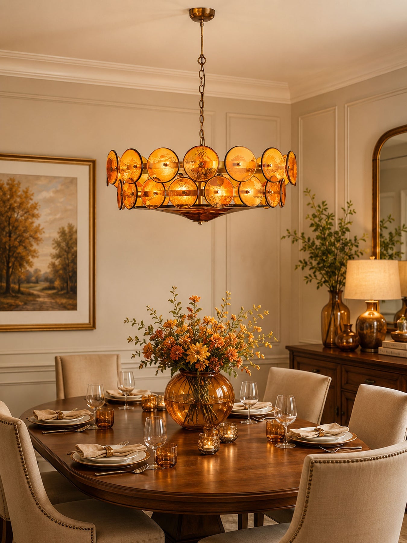 Avelora Cast Glass Disc Chandelier