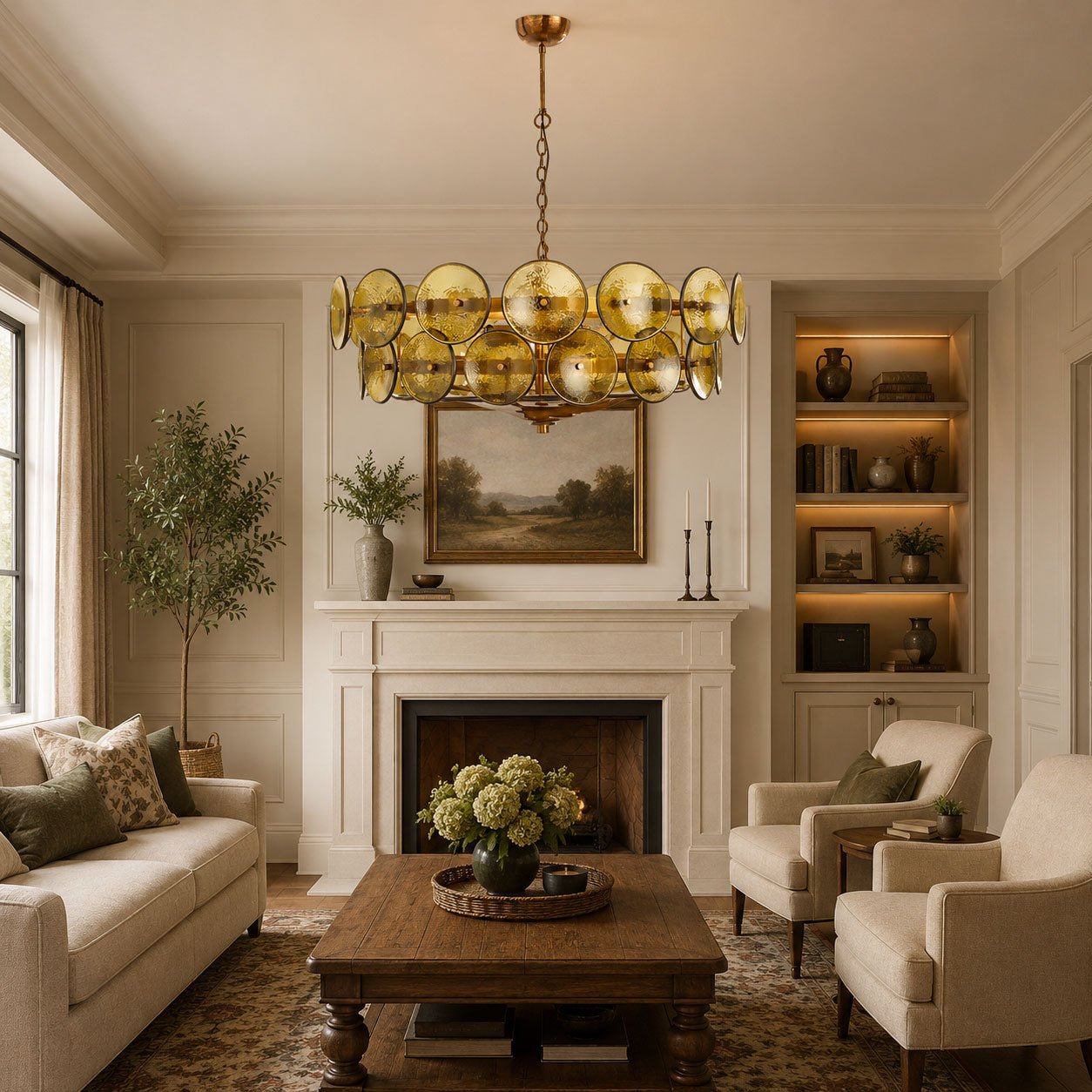 Avelora Cast Glass Disc Chandelier