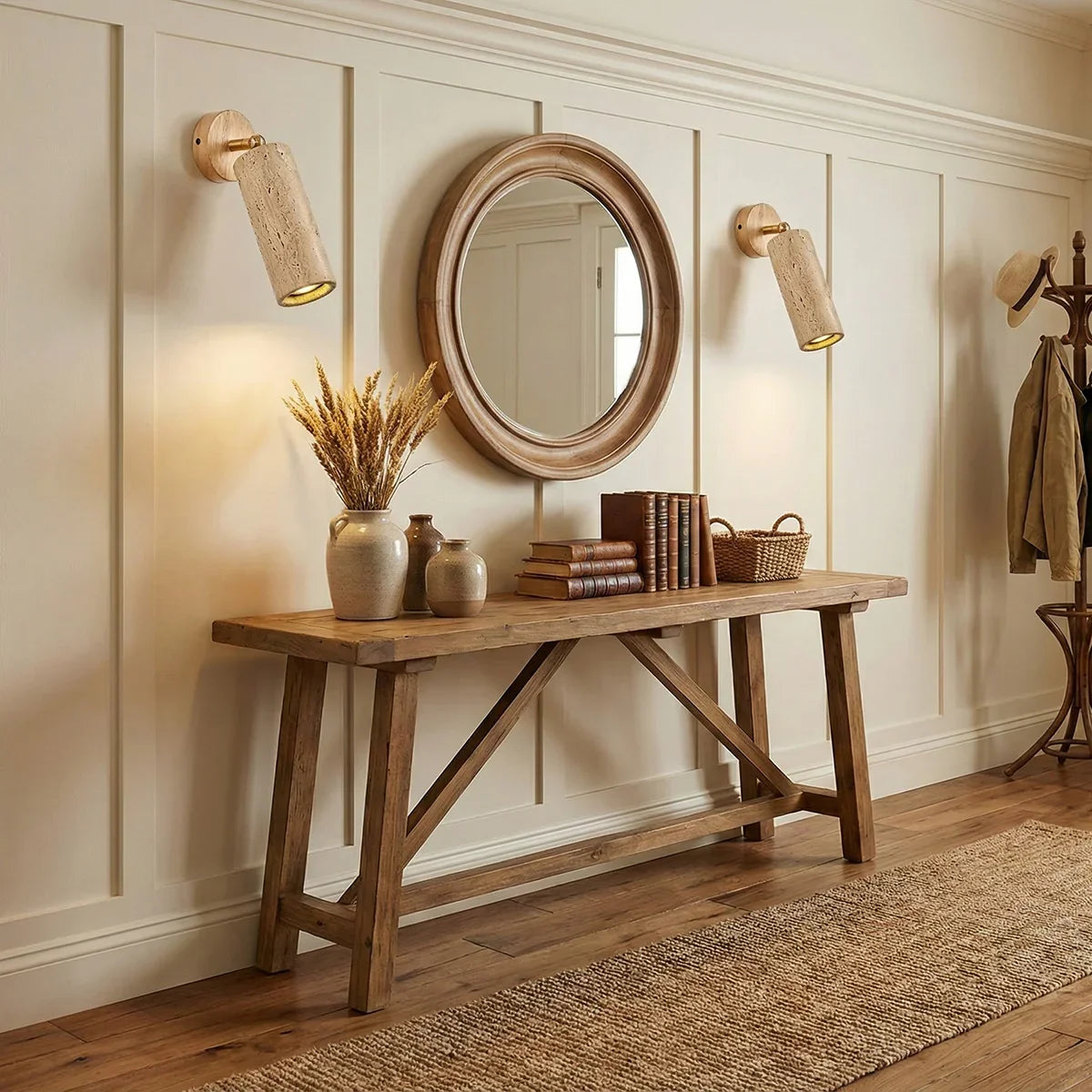 Avenelle Travertine Wood Wall Sconce