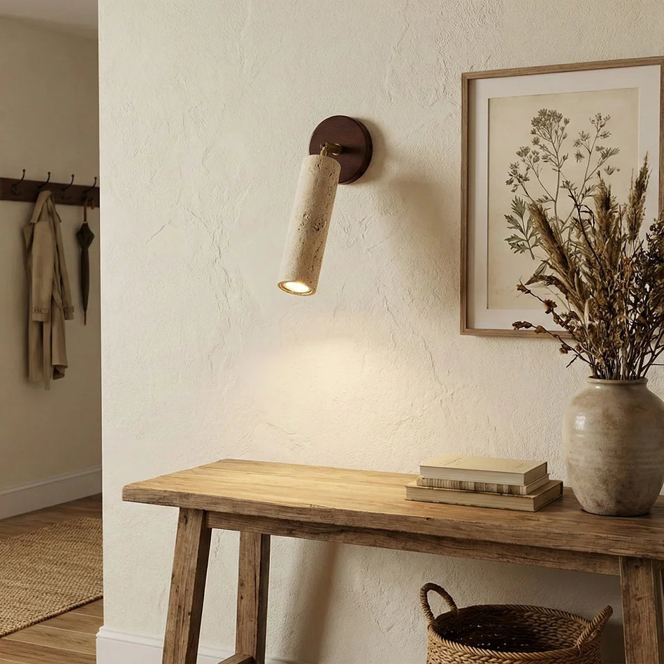 Avenelle Travertine Wood Wall Sconce