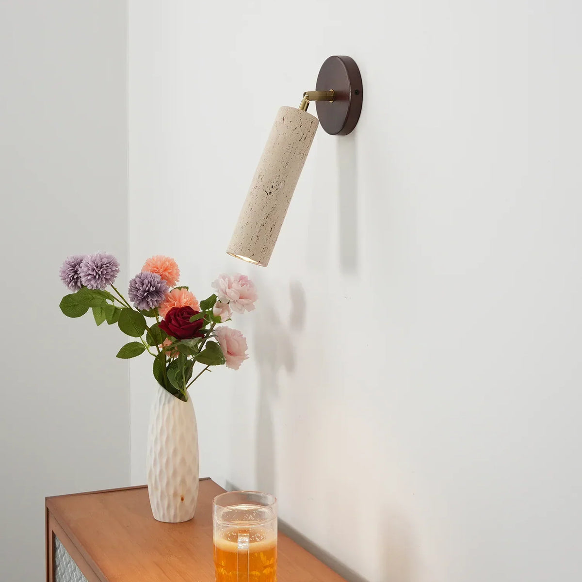 Avenelle Travertine Wood Wall Sconce