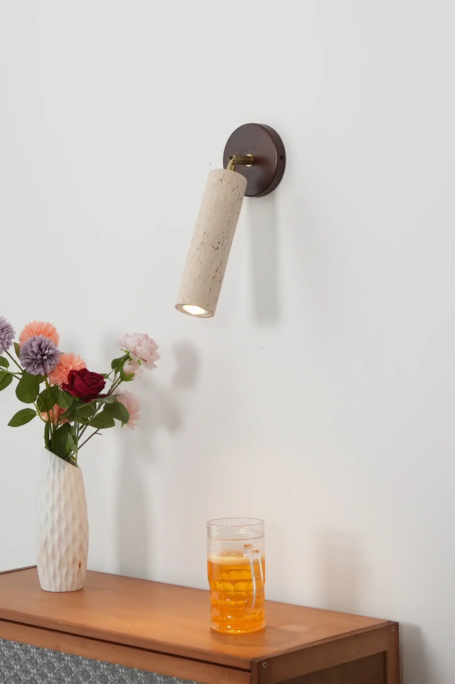 Avenelle Travertine Wood Wall Sconce