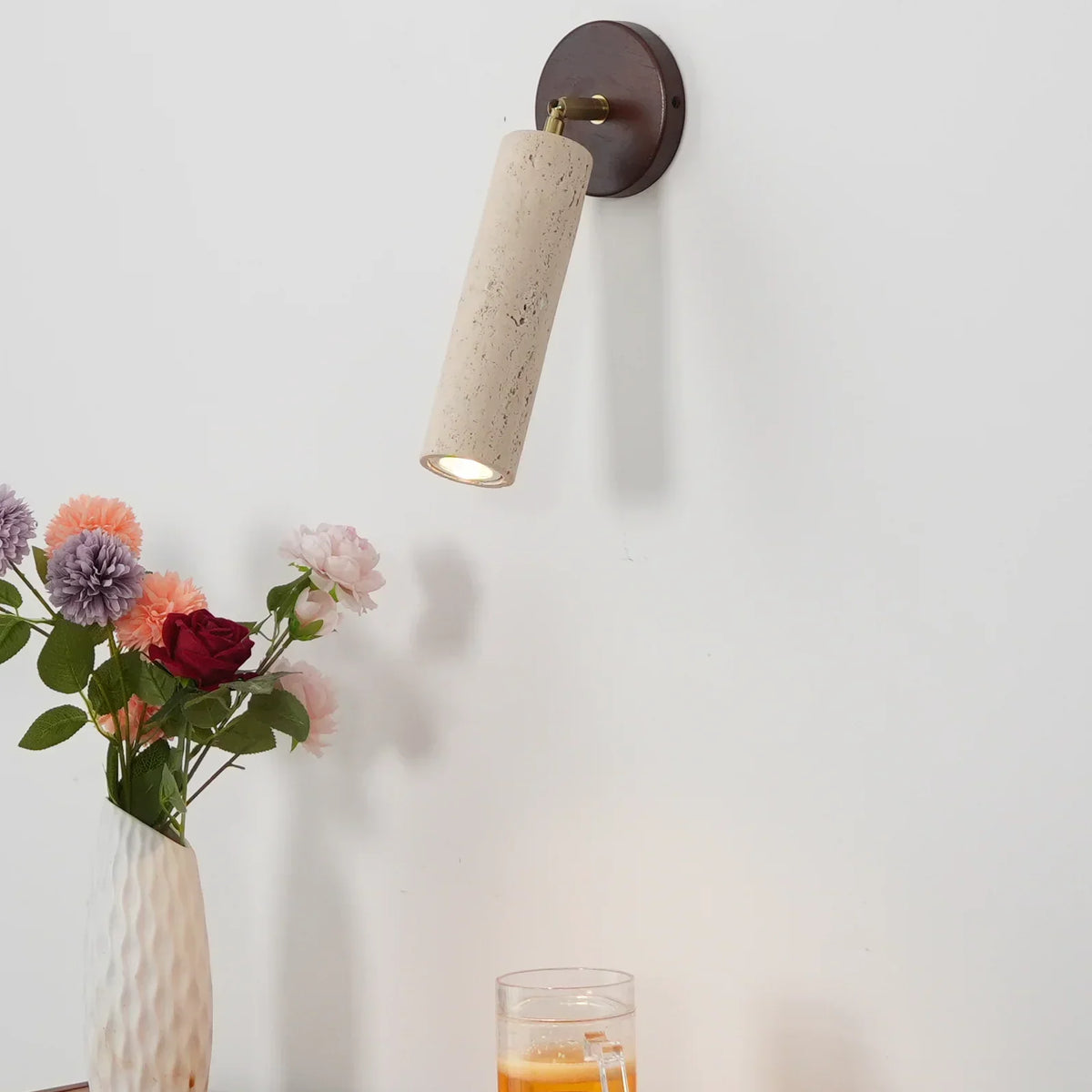 Avenelle Travertine Wood Wall Sconce