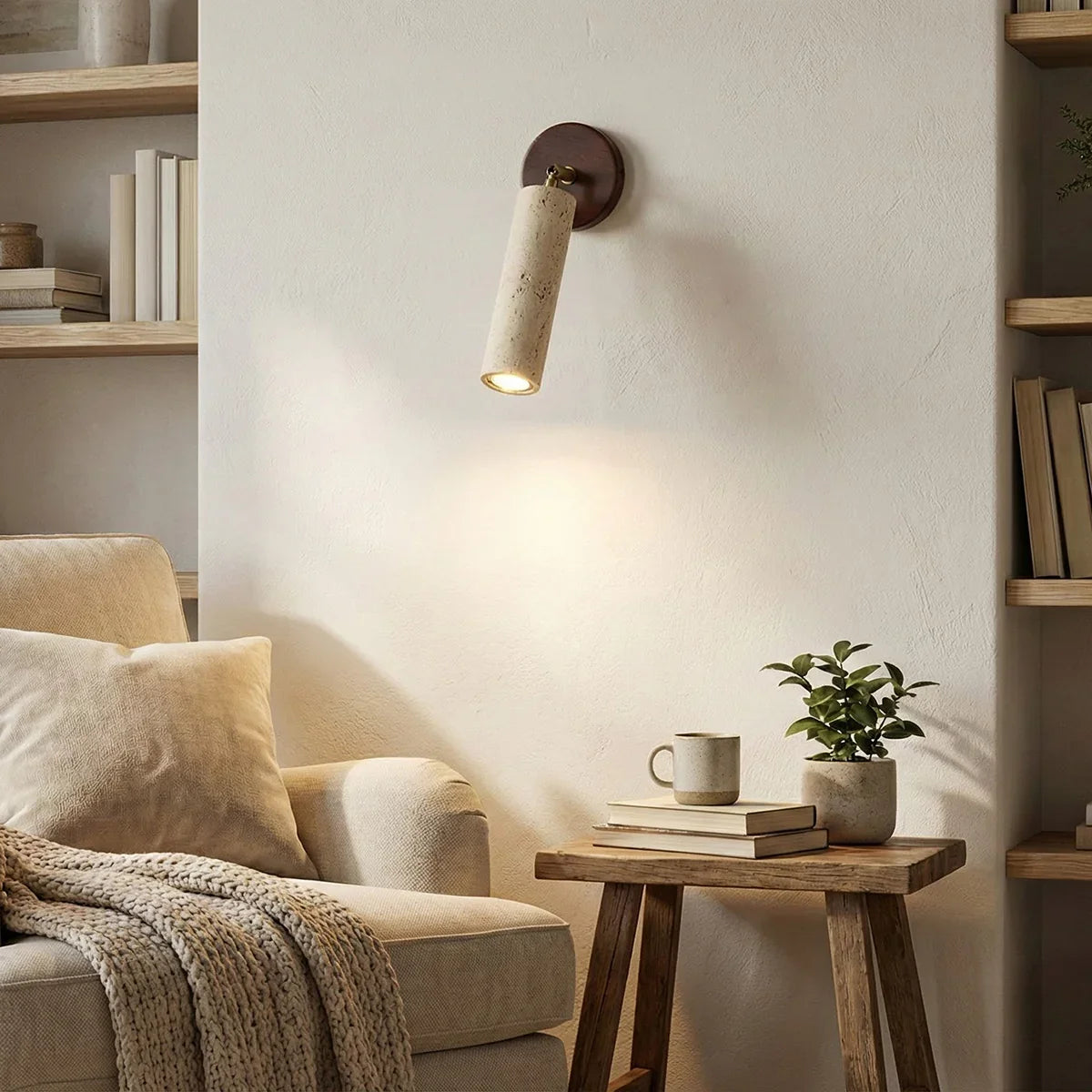 Avenelle Travertine Wood Wall Sconce