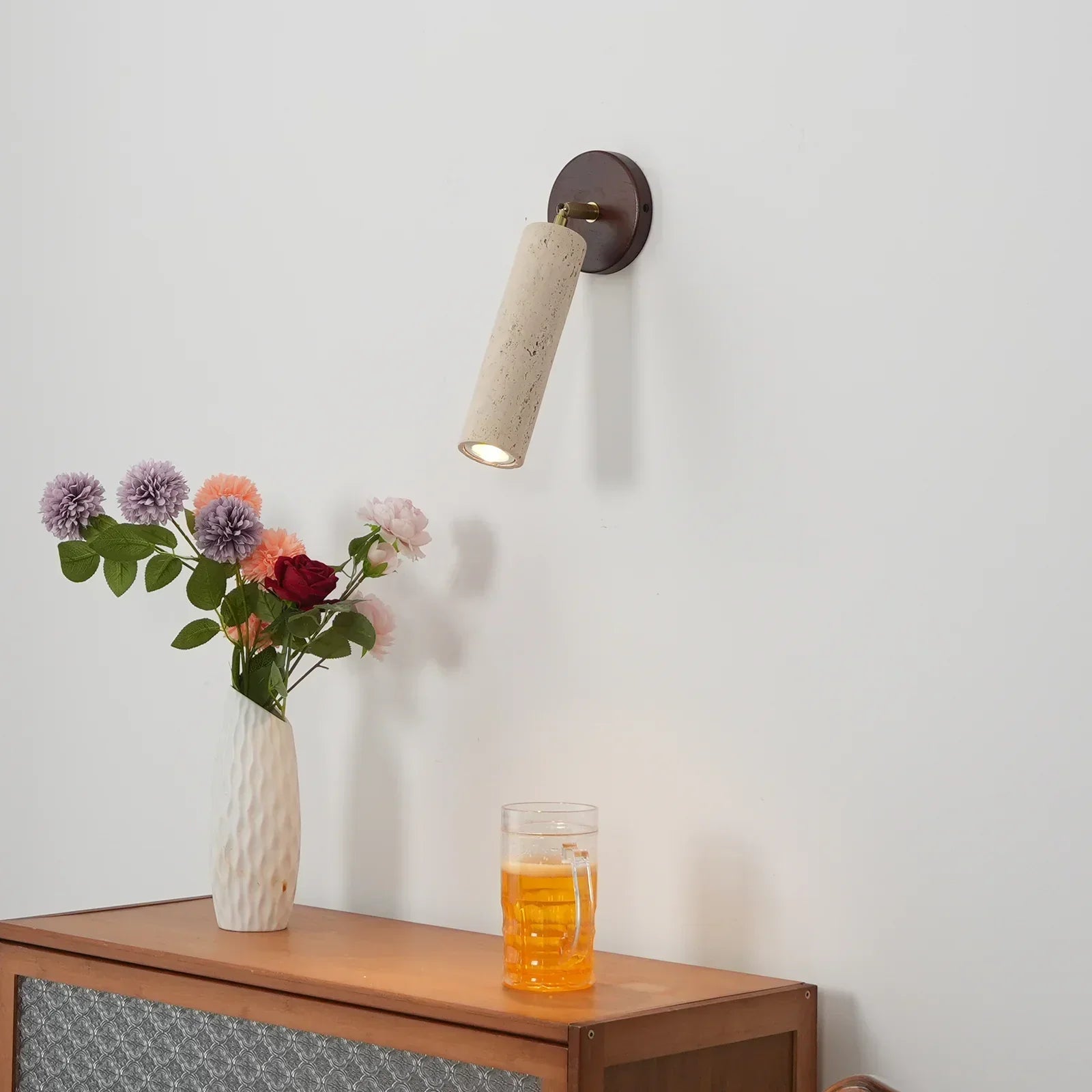 Avenelle Travertine Wood Wall Sconce