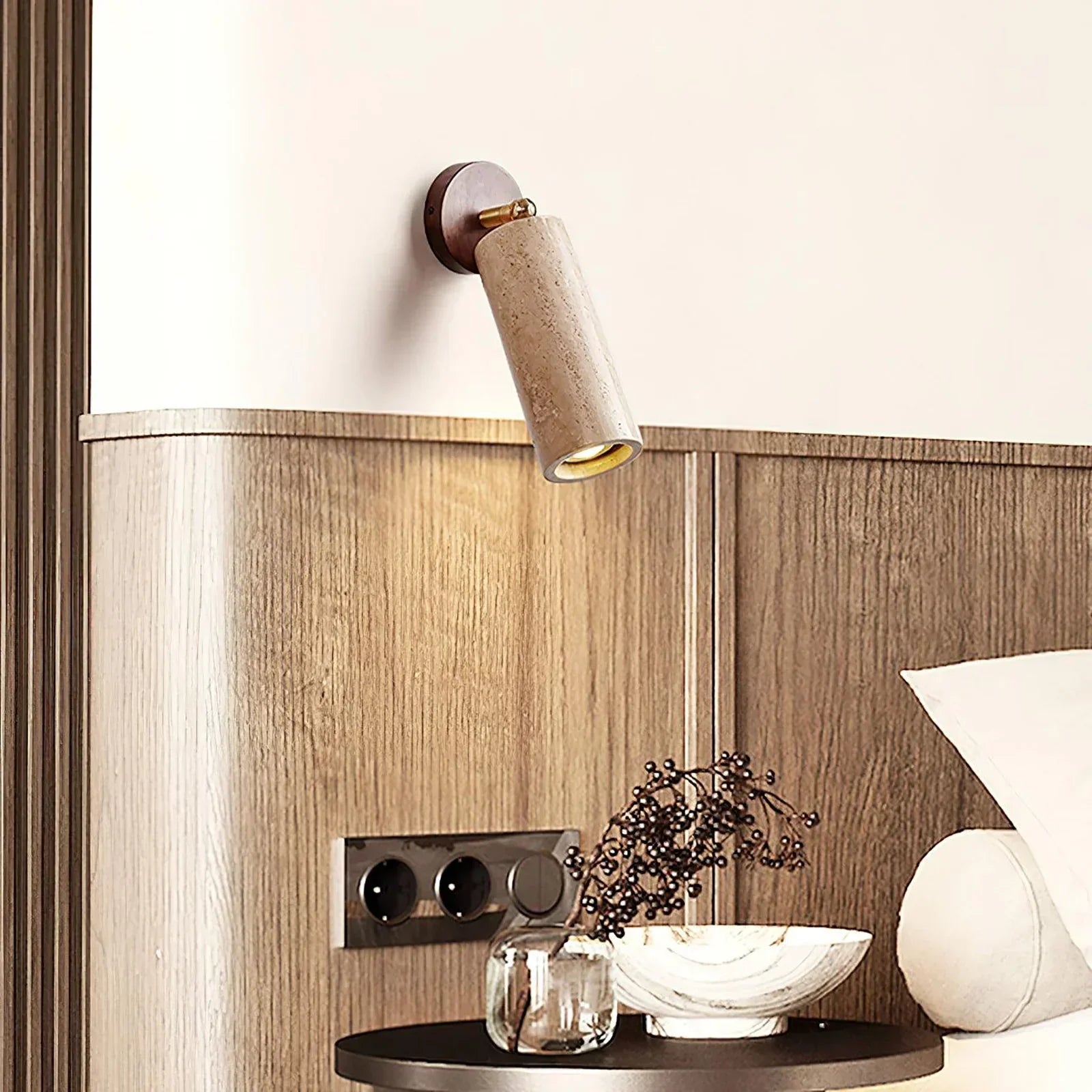 Avenelle Travertine Wood Wall Sconce