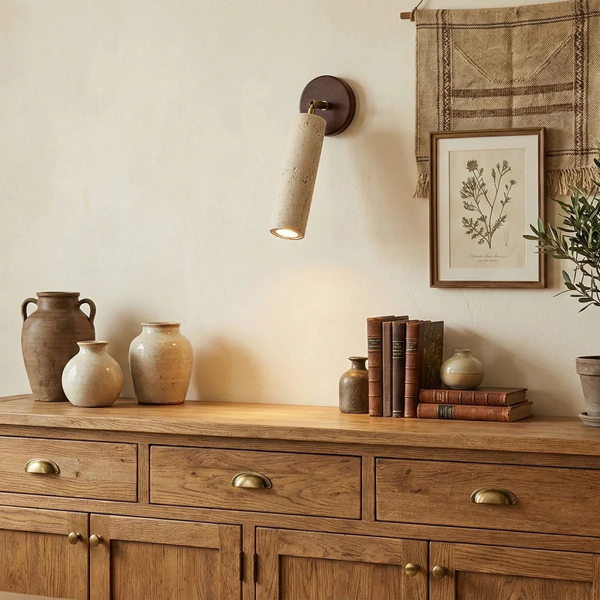 Avenelle Travertine Wood Wall Sconce