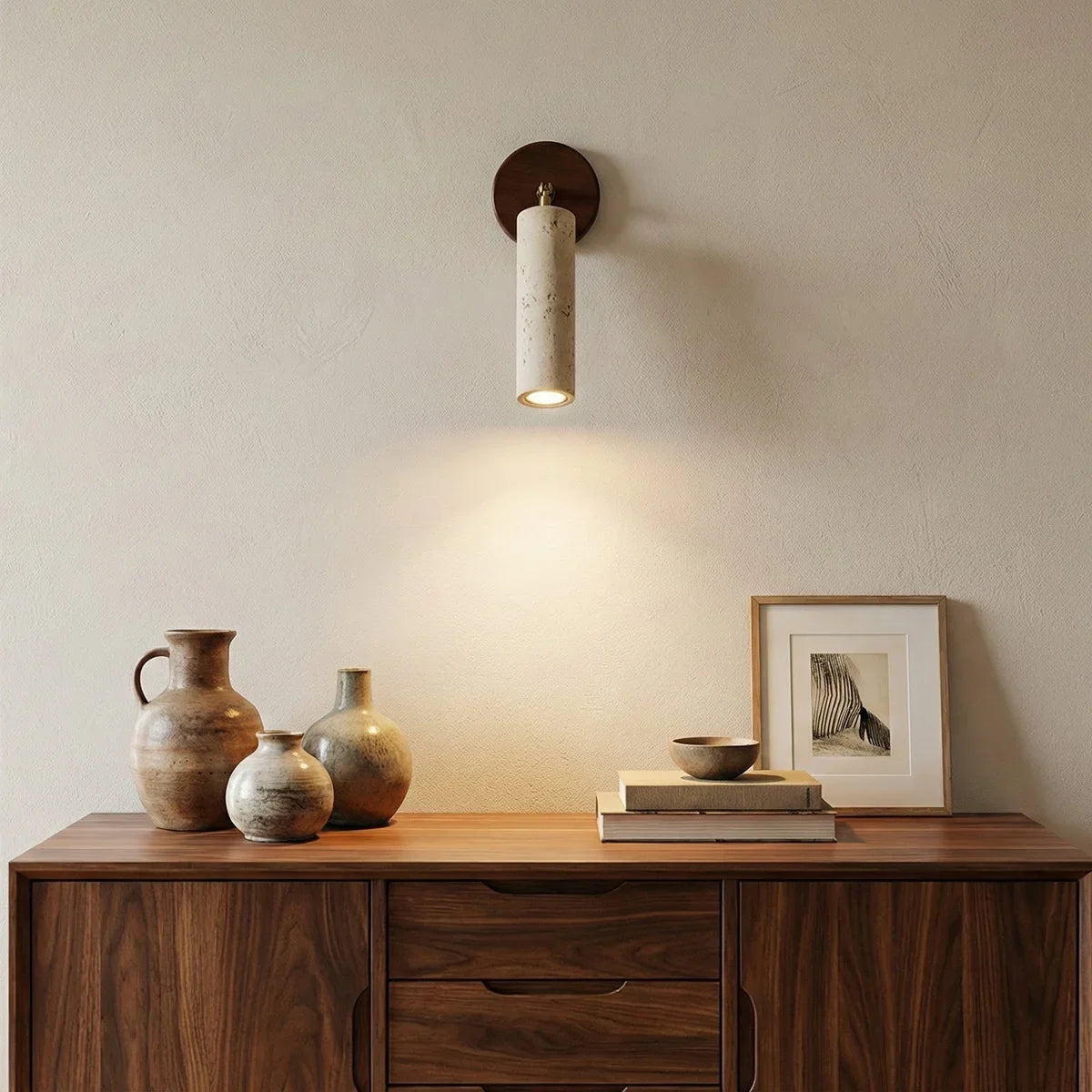Avenelle Travertine Wood Wall Sconce