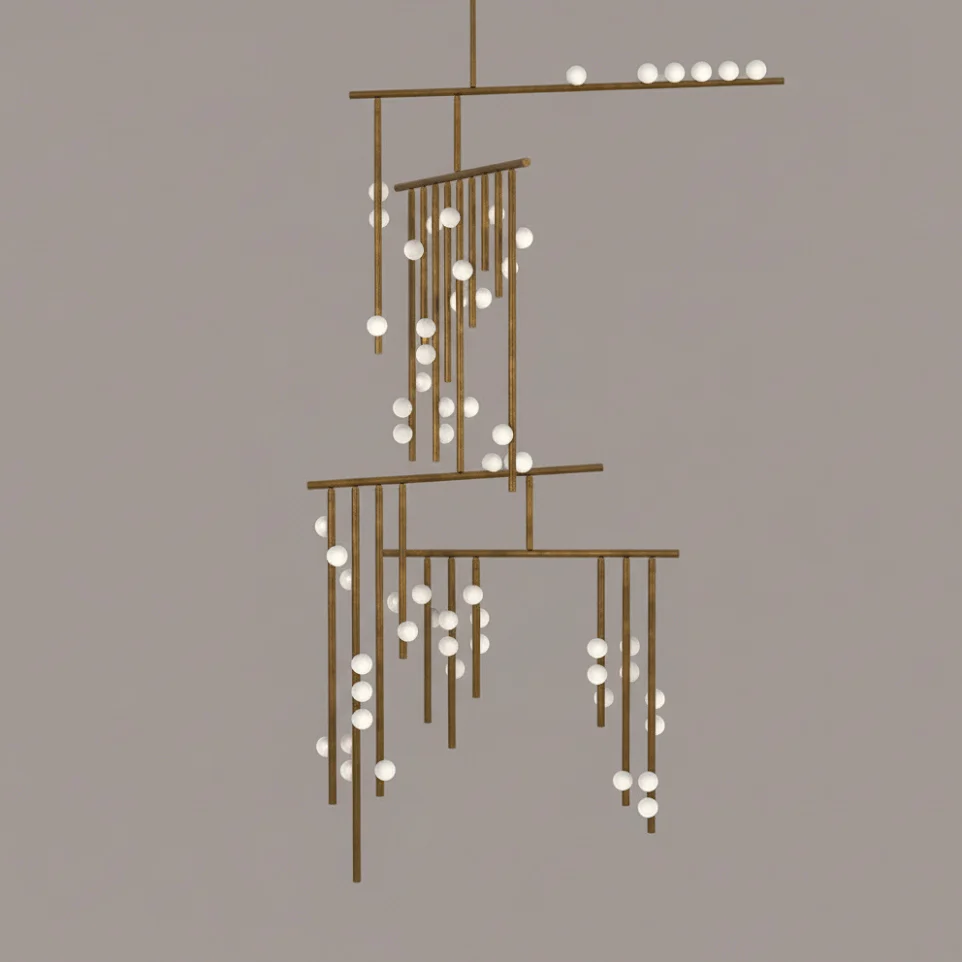 Brass Glass Drop Chandelier